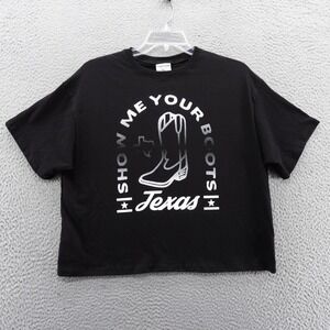 Where I'm From Texas Show Me Your Boots Graphic T-Shirt Black Womens Medium NEW